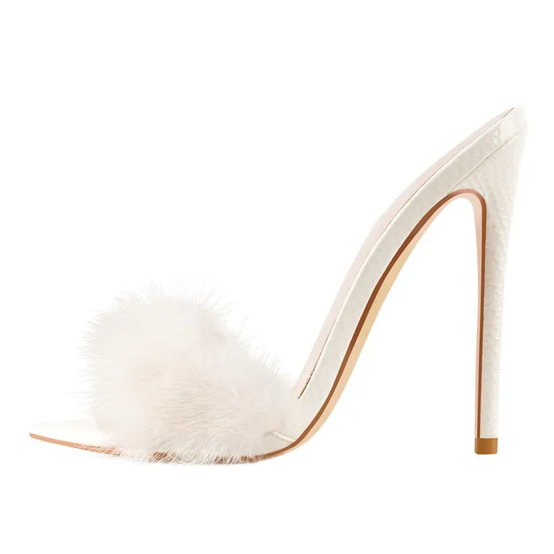 Fur Thin High Sandals